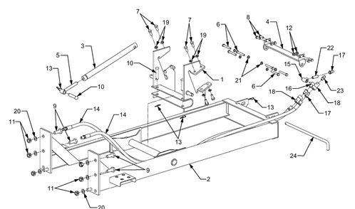 Backhoe Frame Assembly Diagram and Parts List for 634 590100 Cub Cadet Lawn Tractor